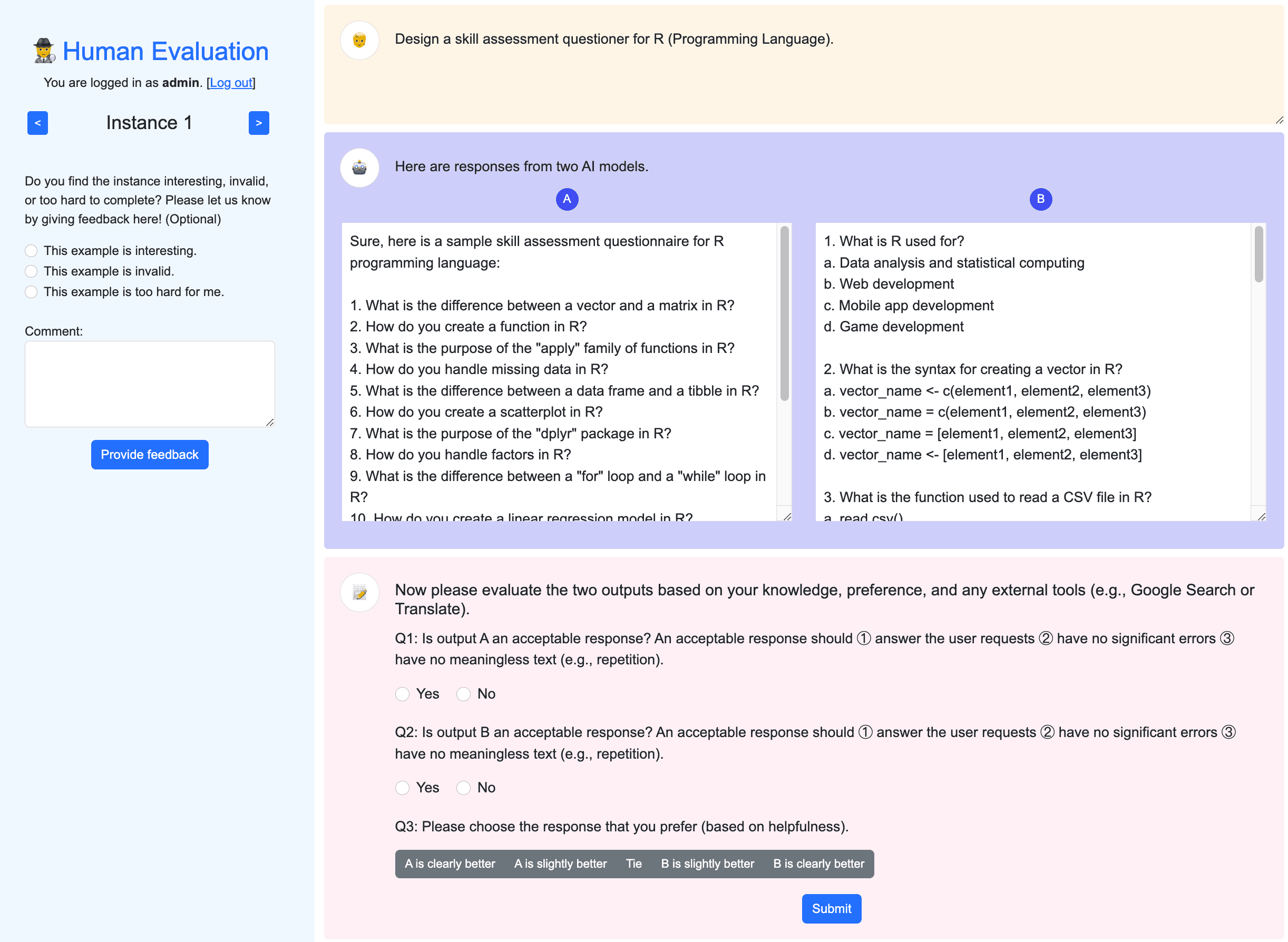 Tulu Human Evaluation benchmark
